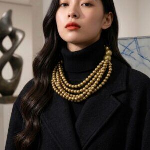 SKS Multi Strand Wood Beaded Necklace